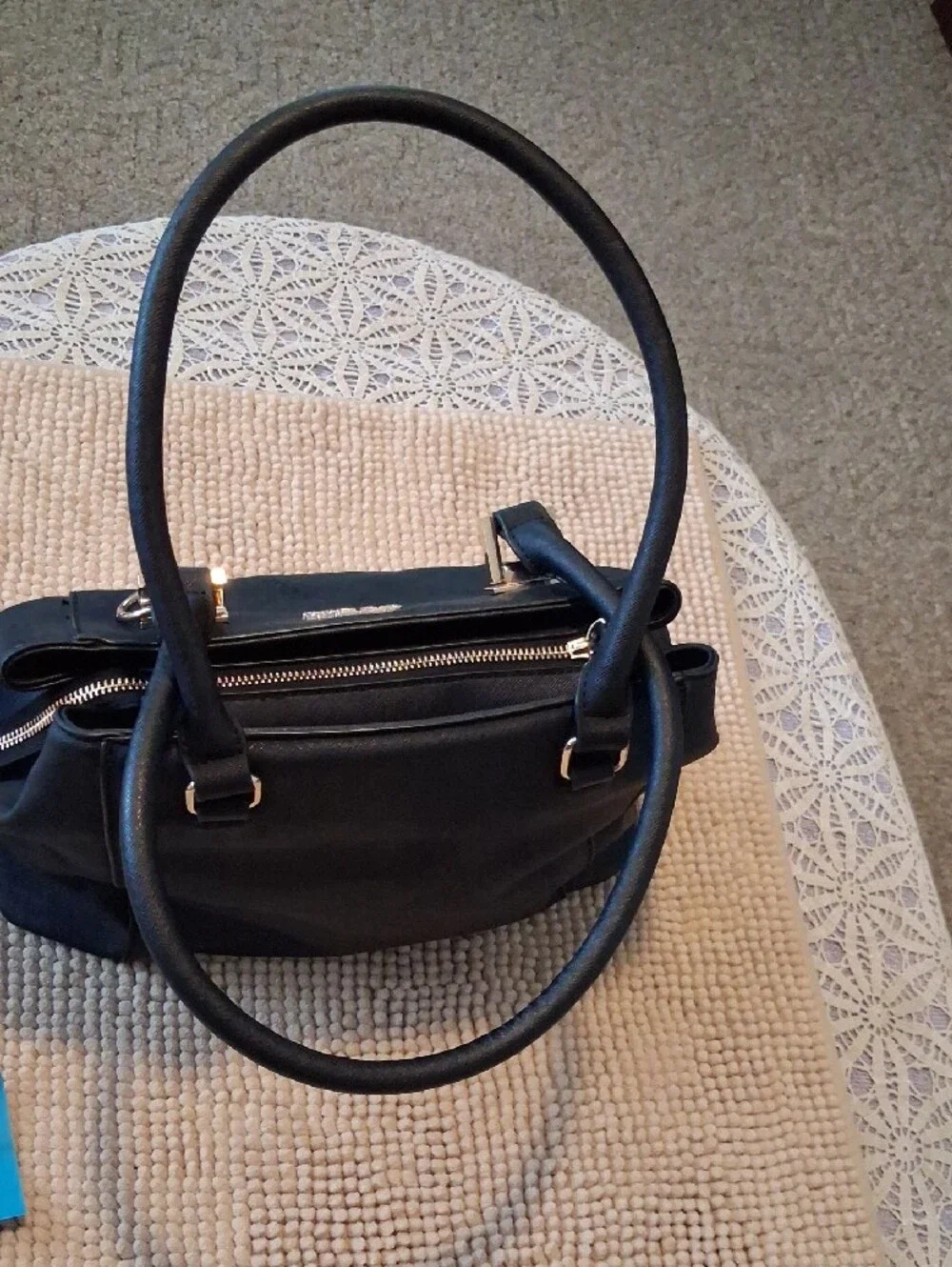 GUESS Black Satchel with Gold Hardware